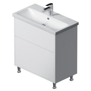 MGA-FSX07522WG-WCC0752WG LIKE База з раковиною, на підлогу, 75 см, 2 ящика push-to-open, біла, глянець (1 сорт)