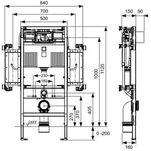 9300381 TECEprofil Модуль для підвісного унітазу, для людей з обмеженими фізичними можливостями, бачок Uni, (1 сорт)