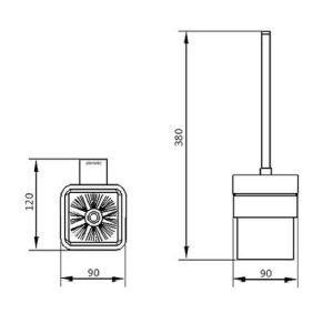 GW05 63 04 03 Pompei Щітка д/унітазу, нержавіюча сталь, скло сатин/чорний мат. (1 сорт)