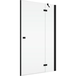 AN13WD12000607 Annea Одностворчаті двері з фіксованою стінкою в одній лінії і L-кріпленням, петлі справа, 1200*200мм, профіль - чорний мат, прозоре скло (1 сорт)