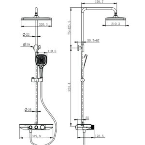 5050503 STYLE Душова система з термостатом д/душу, хром (1 сорт)