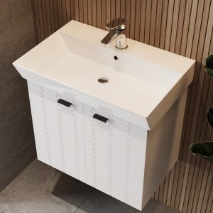 484060W Flow Тумба 60 з умивальником та ручками, білий матовий (1 сорт)