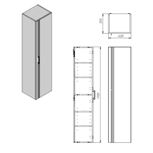 454170W Urbanis Пенал універсальний 170 см з чорними ручками, білий (1 сорт)