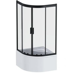 W90UG-401A090BT Душ. кабіна Gem Deep 1/4 Round 90x90 скло прозоре, профіль чорний мат, без піддону (1 сорт)