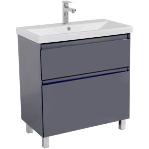 11281 Тумба Еліт (графіт глянець) з умивальником Elite 80 см (напольна) (1 сорт)