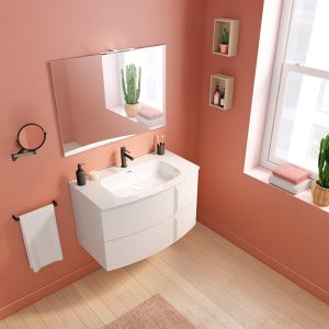 C0073311 (126477+123067) Тумба WAVE 80 на 2 ящики, білий матовий + раковина керамічна Trend (1 сорт)