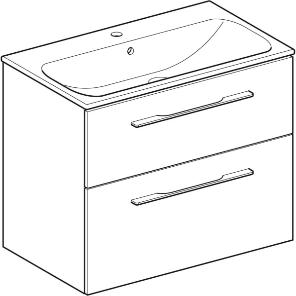 501.240.00.1 Selnova Square Комплект меблів для ванної кімнати: тумба під раков.80см з 2-ма шухлядами + раковина slim rim з 1отв.під зміш. та переливом, колір білий глянець (1 сорт) - Зображення 2