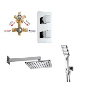 M00673 030 COSMO/2 Комплект душової системи (зовнішня частина термостат + внутрішня частина+ручний душ+ верхній душ) , хром (1 сорт)