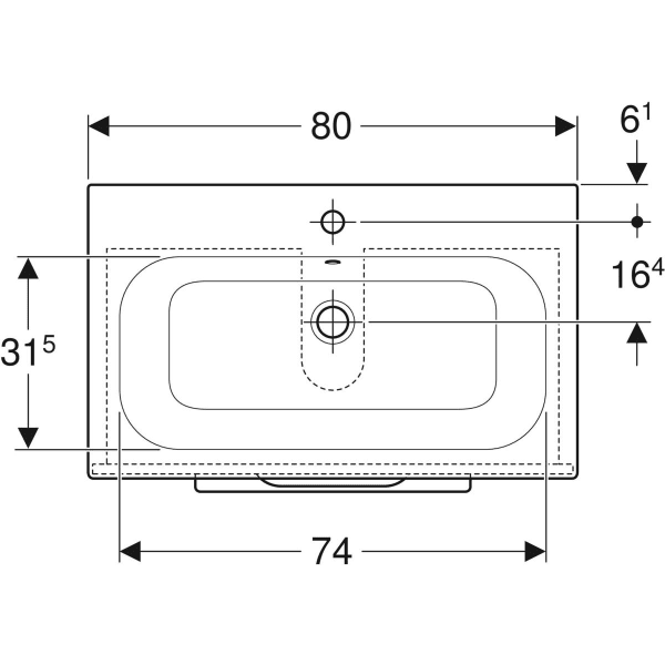 501.240.00.1 Selnova Square Комплект меблів для ванної кімнати: тумба під раков.80см з 2-ма шухлядами + раковина slim rim з 1отв.під зміш. та переливом, колір білий глянець (1 сорт) - Зображення 3
