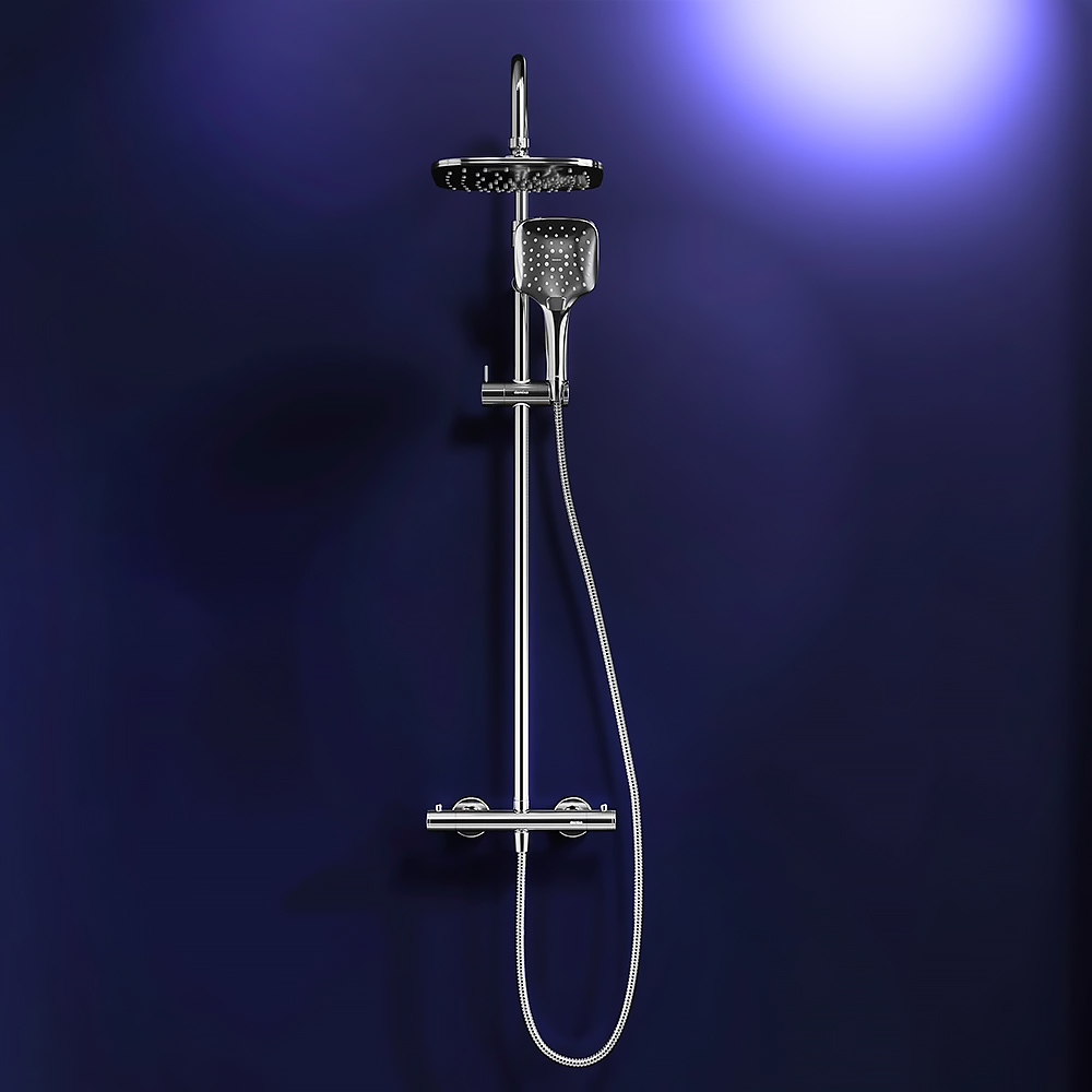 DX218092000 Option, душова система з ТМС для душу: верхній душ 230*230мм, ручний душ 120мм, хром (1 сорт) - Зображення 5