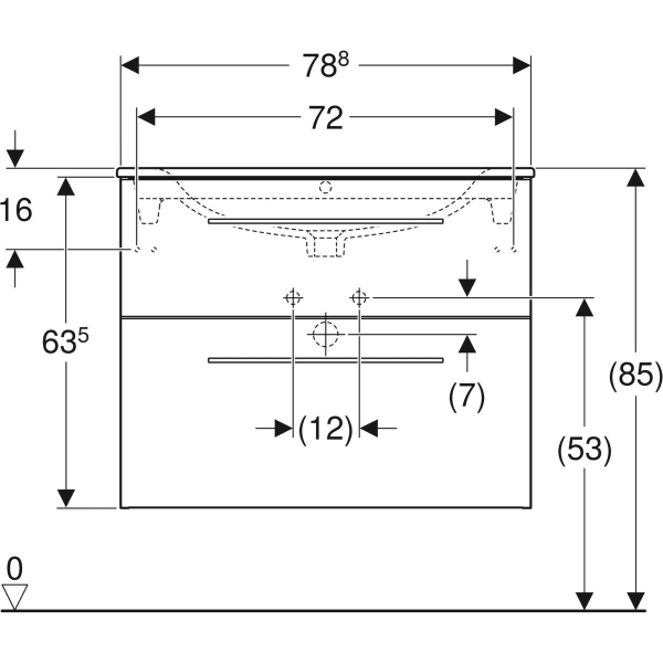 501.240.00.1 Selnova Square Комплект меблів для ванної кімнати: тумба під раков.80см з 2-ма шухлядами + раковина slim rim з 1отв.під зміш. та переливом, колір білий глянець (1 сорт) - Зображення 4