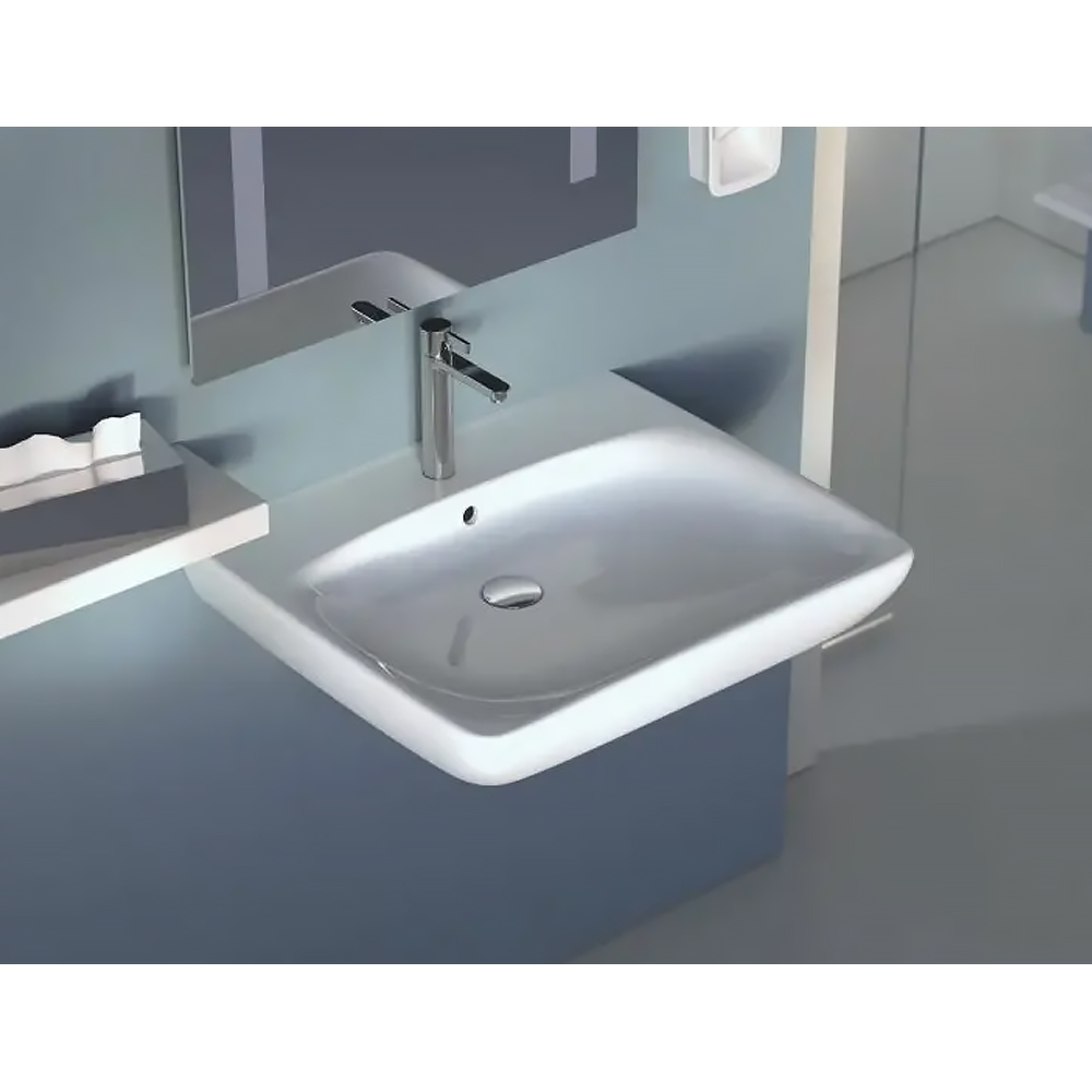 501.463.00.7 Selnova Comfort Умивальник 65см для людей з обмеженими фізичними можливостями, з 1 отв.під змішувач та переливом, білий глянець (1 сорт) - Зображення 4