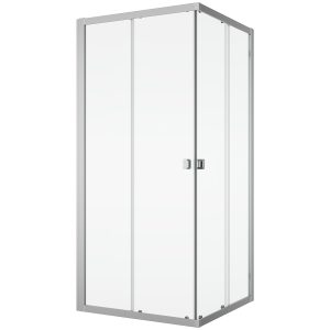 D20SE21004007 Arelia Душова кабіна з розсувними дверима, 1000х1000 мм,  кутовий вхід, скло прозоре, проф.срібний полір. (1 сорт)