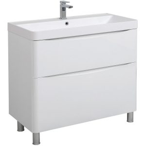 22916 Тумба Америна напольна з умивальником Deep 90 см, білий глянець (1 сорт)