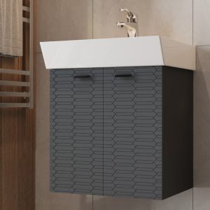 484050A Flow Тумба 50 з умивальником та ручками, антрацит матовий (1 сорт)