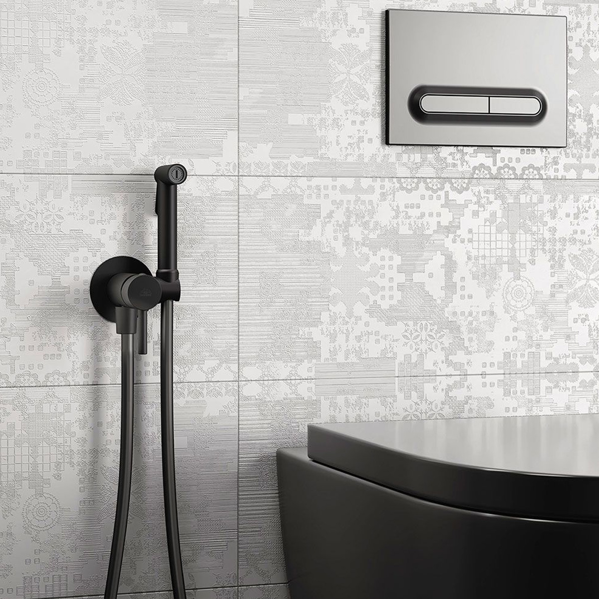 ZDUP125NO TWEET ROUND PLUS MIX Tondo Набір гігієнічного душу, чорний матовий, 2 режими лійки (1 сорт) - Зображення 3