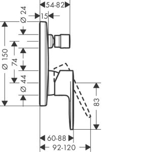 71466000 Vernis Blend Зовнішня частина змішувача для ванни та душу, хром (1 сорт)