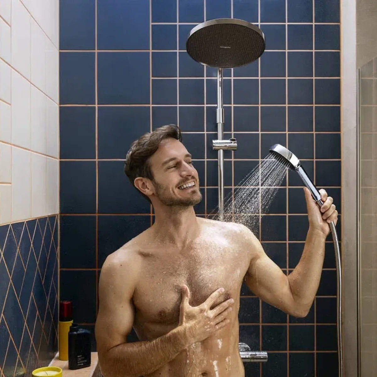 28871000 HG Activera S Душова система Showerpipe 240 1jet EcoSmart з термостатом на ванну Ecostat Fine, хром (1 сорт) - Зображення 5