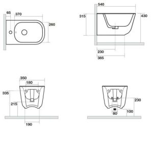 5125 30 Tribeca Біде підвісне з 1 отв. під змішувач в комплекті із шумоізоляцією та кріпленням WB9N, білий матовий (1 сорт)
