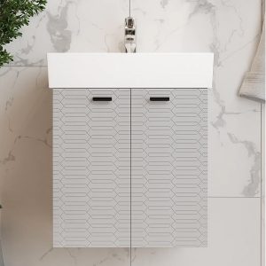 484050G Flow Тумба 50 з умивальником та ручками, сірий матовий (1 сорт)