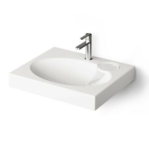 KICLAMISIF/00 Claro Mini Раковина на пральну машину, з литого (штучного) каменю 60х50 з мильницею + сифон та кронштейни 2шт, білий (1 сорт)