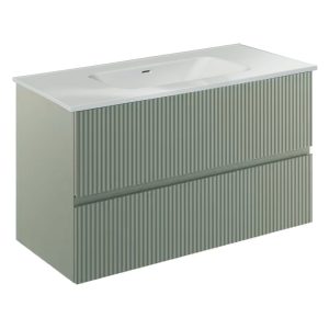 131775+126225  Тумба VORA 100 2  ящ, +   раковина біла ENZO,   MINERAL GREEN (1 сорт)