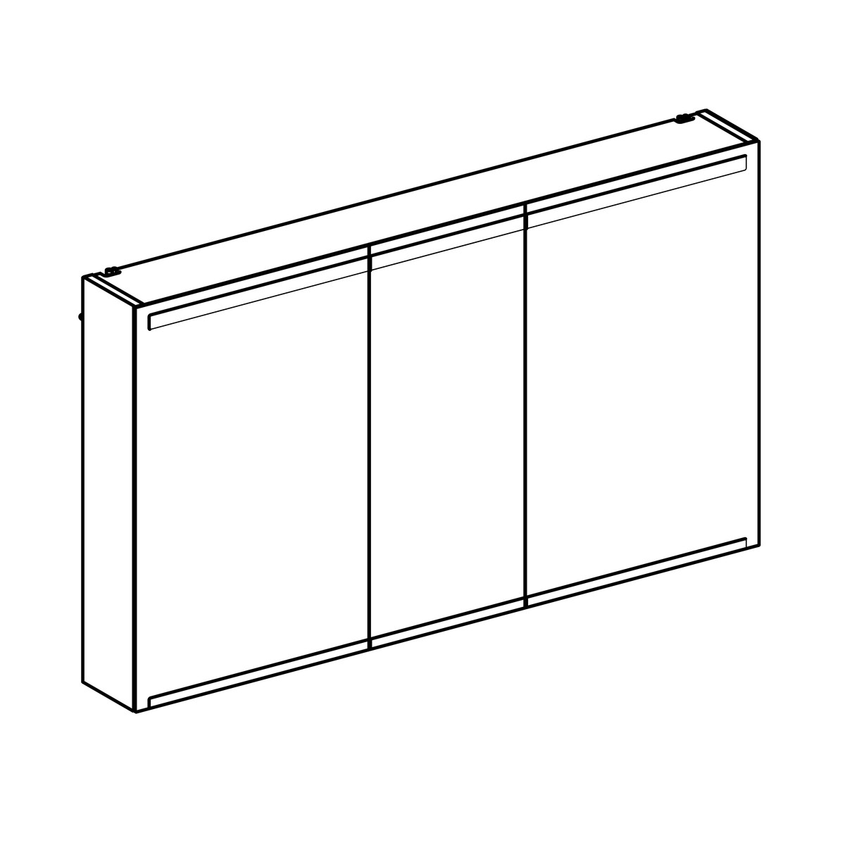 500.207.00.1 Option Дзеркальна шафка 120 см, з підсвіткою, із 3 дверцятами: корпус дзеркальний, дверцята дзеркальні зовні та всередині (1 сорт) - Зображення 2
