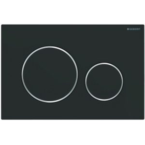 115.882.14.1 Sigma20 round Клавіша змиву, подвійний змив, легкоочисна поверхня, чорний мат/хром глянець (1 сорт)