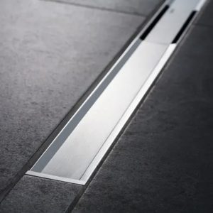 154.454.00.1 CleanLine20 Basic Душовий канал 60 см, сифон з гідрозатвором 50 мм та накладкою із матової нержавіючої сталі, для висоти вирівнювальної стяжки до 90 мм на трапі (1 сорт)