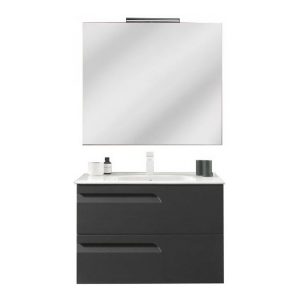 С0072387 Vitale 80 Комплект: 125624 тумба під раковину 80 см+1126224 раковина 80 см+121517 дзеркало+123395 LED підсвітка, темно-сіра (1 сорт)