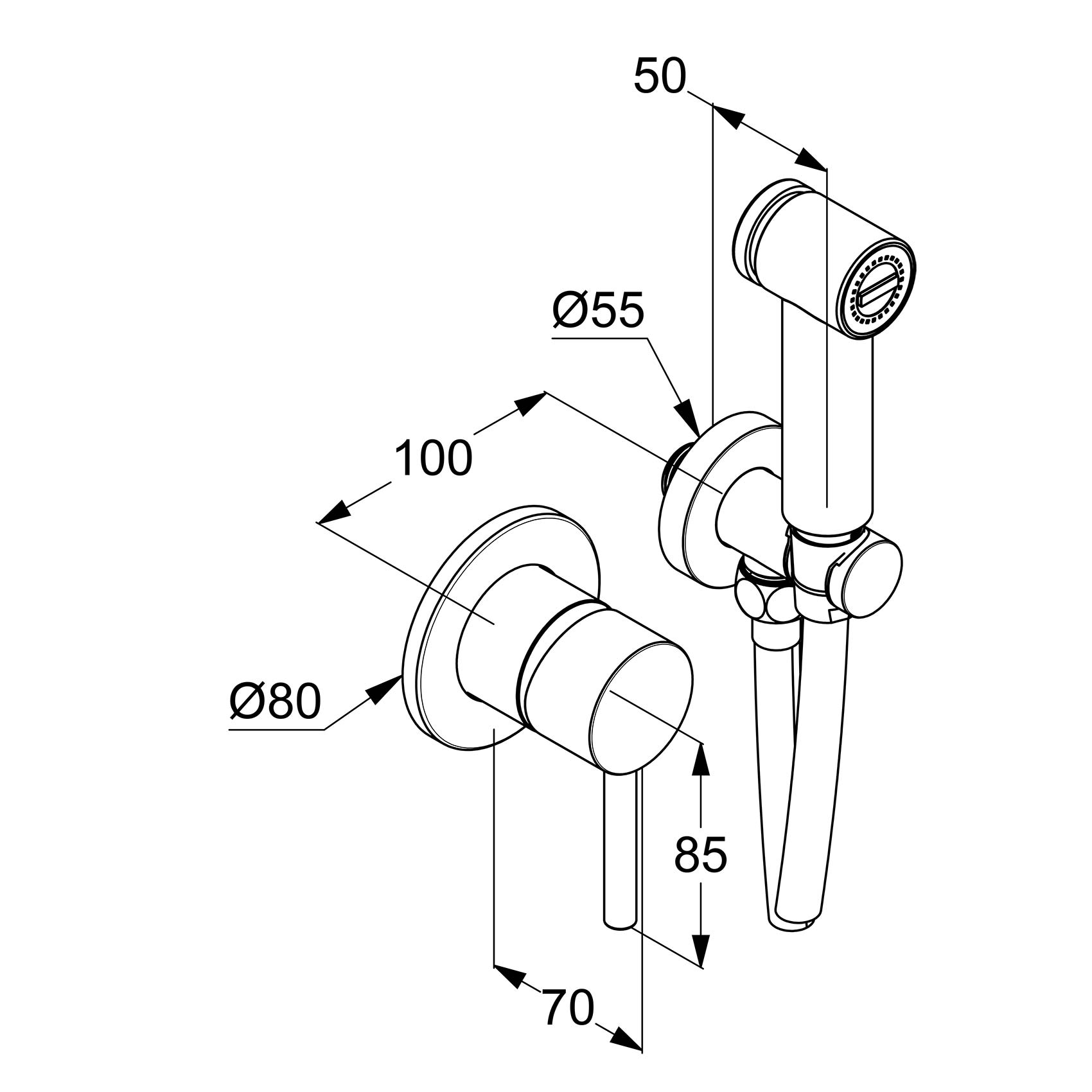 389983976 Bozz Комплект гігієнічного душу, чорний мат. (1 сорт) - Зображення 2