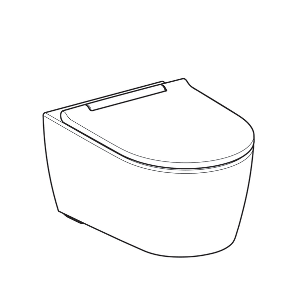 500.202.01.1 Підвісний унітаз Geberit ONE, без обідка, воронкоподібний змив TurboFlush, прих.кріплення, декор накладка хром, захисне покриття KeraTect: в комплекті з кришкою Duroplast, швидкоз'ємні петлі, SoftClose та із звукоізолюючою прокладкою (1 сорт)