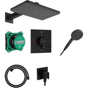 24620670 HG Raindance Alive Q Душова система 210/340 1jet з термостатичним змішувачем та внутрішньою частиною, чорний матовий (1 сорт)