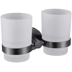 25066 GLORIA GUN METAL Склянка для зубних щіток подвійна, скло (1 сорт)