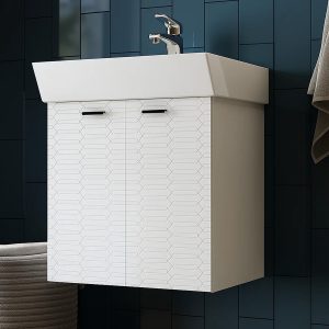 484050W Flow Тумба 50 з умивальником та ручками, білий матовий (1 сорт)