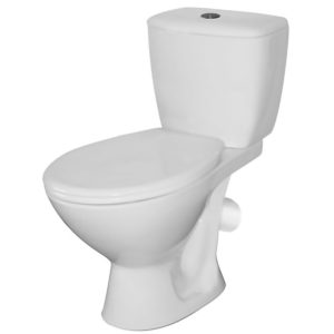 K681-059 Компакт 888 KORAL K031 3/6 TS PP METAL HINGES UA з поліпропіленовимсидінням з метал.кріпленнями, косий випуск, нижній підвід води, білий глянець (1 сорт)