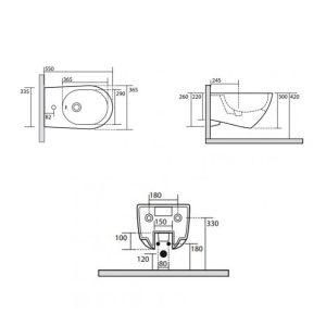 3724 01 AQUATECH Біде з 1 отв. під змішувач із шумоізоляційною пластиною, білий (1 сорт)