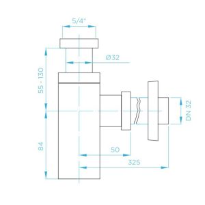 DVPL004 Дизайнерський пластиковий сифон для раковини 1 1/4, випуск 32мм, чорний (1 сорт)