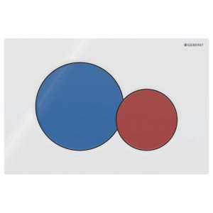 115.770.LB.5 Змивна клавіша Geberit Sigma01 для подвійного змиву, Round, для унітаза Bambini: Панель: білий, Кнопка повного змиву: синій, Кнопка часткового змиву: червоний (1 сорт)