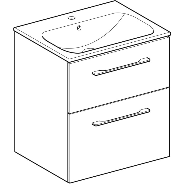 501.238.00.1 Selnova Square Комплект меблів для ванної кімнати: тумба під раков.60см з 2-ма шухлядами + раковина slim rim з 1отв.під зміш. та переливом, колір темний горіх (1 сорт) - Зображення 3