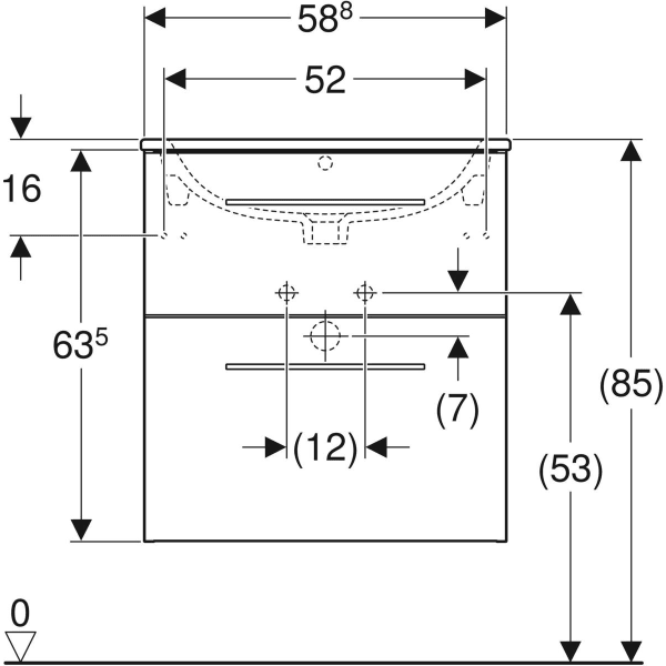 501.238.00.1 Selnova Square Комплект меблів для ванної кімнати: тумба під раков.60см з 2-ма шухлядами + раковина slim rim з 1отв.під зміш. та переливом, колір темний горіх (1 сорт) - Зображення 5
