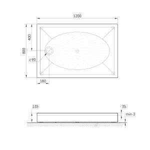 KDPART80X120/00 ART Піддон душовий прямокутний 80х120 з литого (штучного) каменю з ніжками та панелью, антиковзка поверхня, білий глянець (1 сорт)