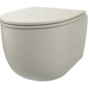 MWK1, MWWCSBLV+MWCWBLRF Bull підвісний безобідковий унітаз з системою зливу Vertigo з кришкою soft close в кольорі panna (білий матовий) (1 сорт)