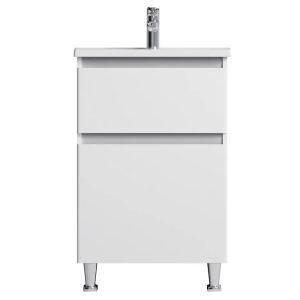 M85-FSX0552-WC0552WG38 X-Joy, База з раковиною, на підлогу, 55 см, 2 ящика, білий глянець (1 сорт)