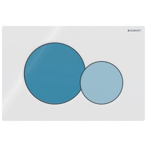115.770.SX.5 Змивна клавіша Geberit Sigma01 для подвійного змиву, Round, для унітаза Bambini: Панель: білий, Кнопка повного змиву: кольору синього океану, Кнопка часткового змиву: блакитна (1 сорт)